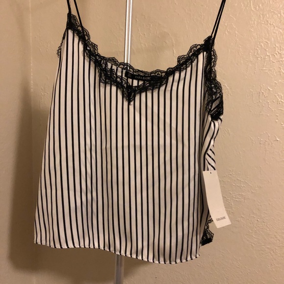 Zara Striped Lingerie Style Top - Size L - Picture 2 of 3